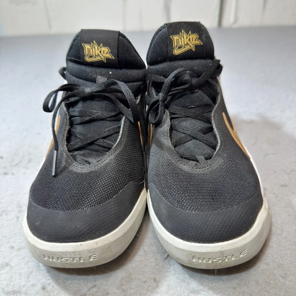 Nike Hustle D 10 Basketball Shoes Kids Black Gold White Good CW6735-002 6Y